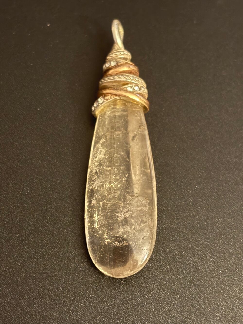 Vintage Clear Quartz Crystal Point Wire Wrap Pendant